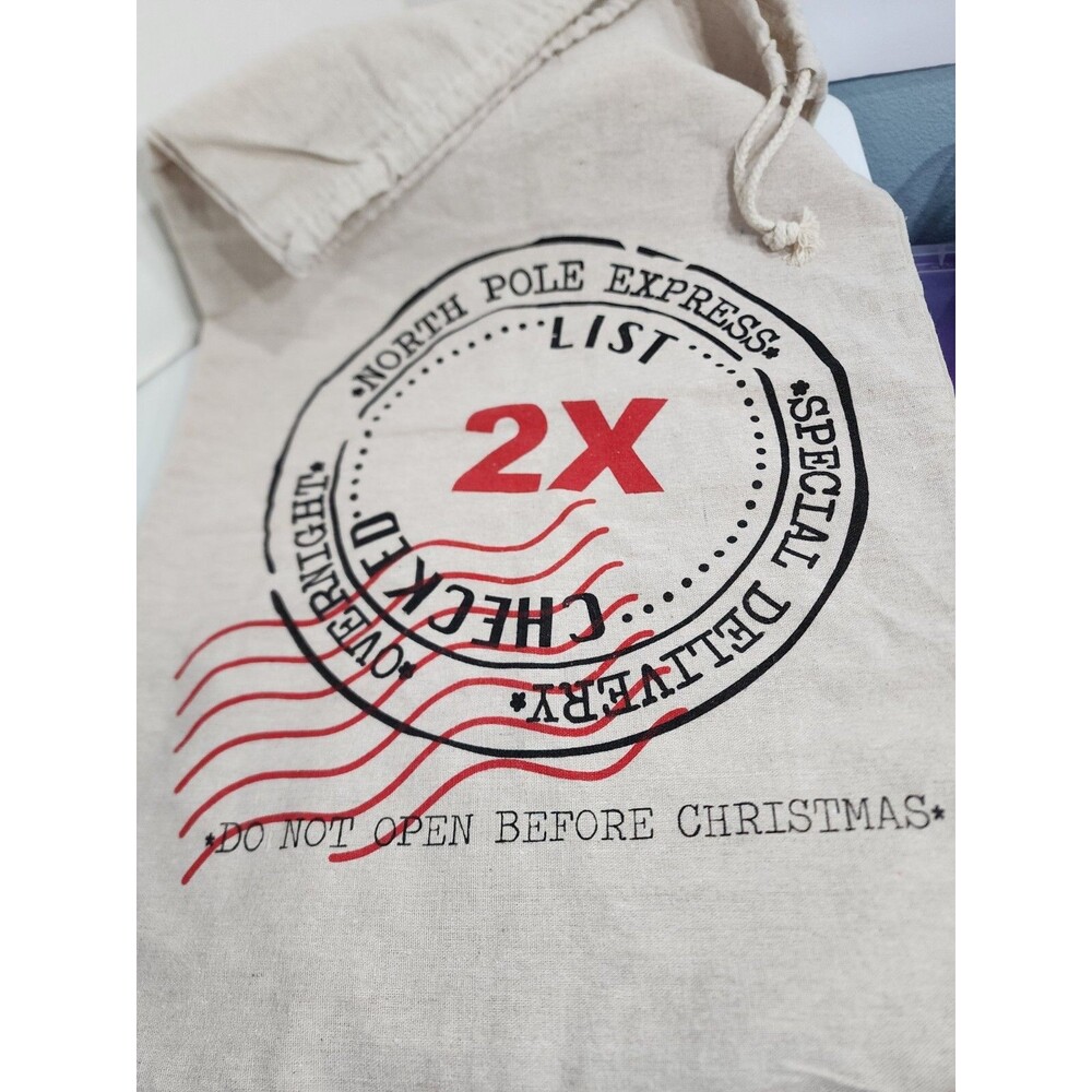 North Pole Express Special Delivery Santa's Gift Draw String Sack Bag 18"x 28"